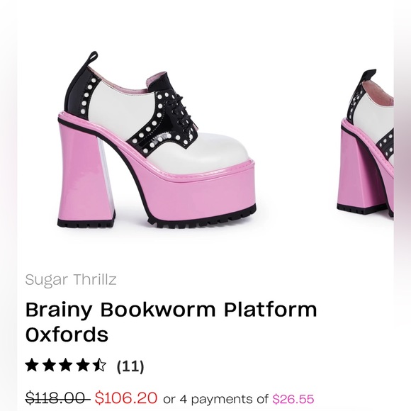 SOLD Sugar Thrillz Brainy bookworm platform Oxford shoes dolls kill cute sassy - Picture 6 of 6